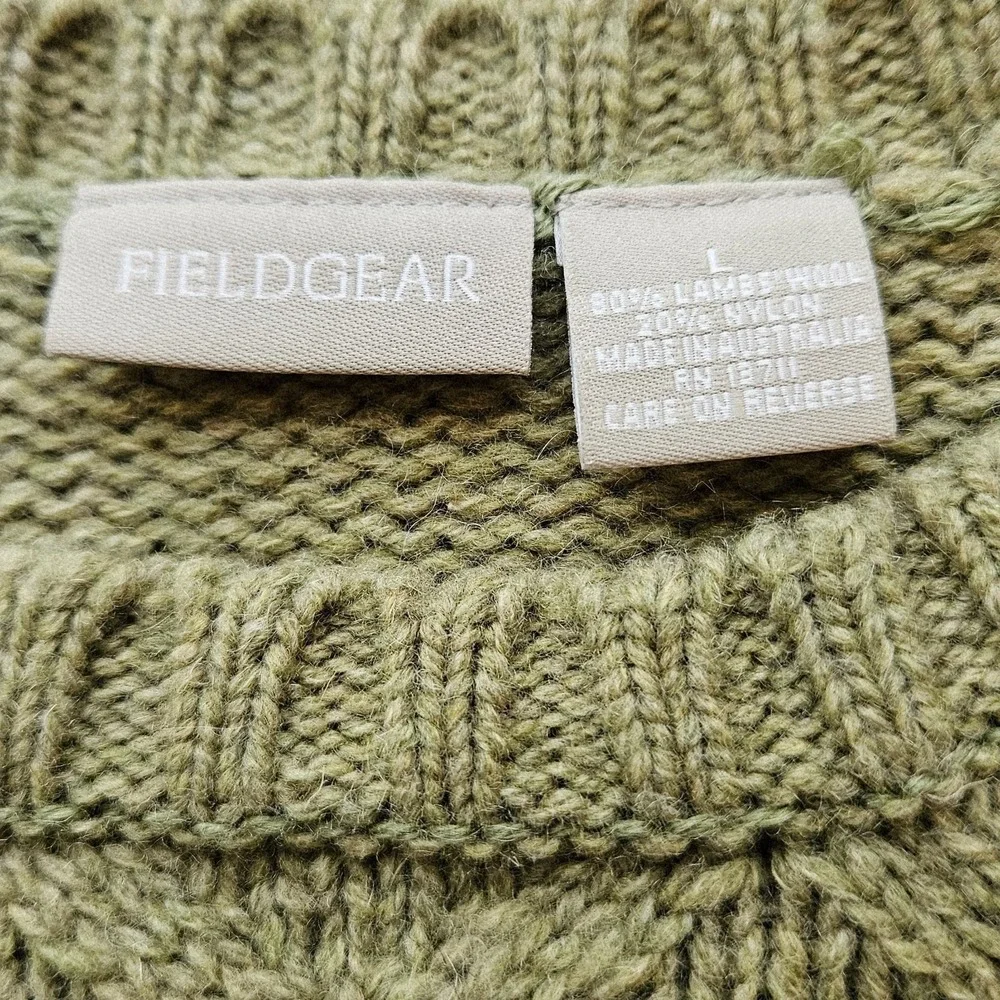 FieldGear Women's Sage Green Wool Sweater Large Textured Weave Pattern Australia